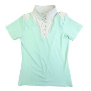 Free Ride Equestrian Show Shirt Womens Small Mint Green Short Sleeve Mesh Back